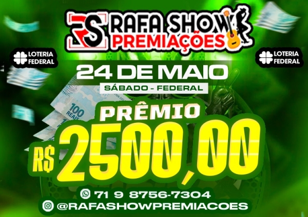 R$ 0,05 PRA R$ 2.500,00 24/05 FEDERAL. RESERVA 10 MINUTOS 