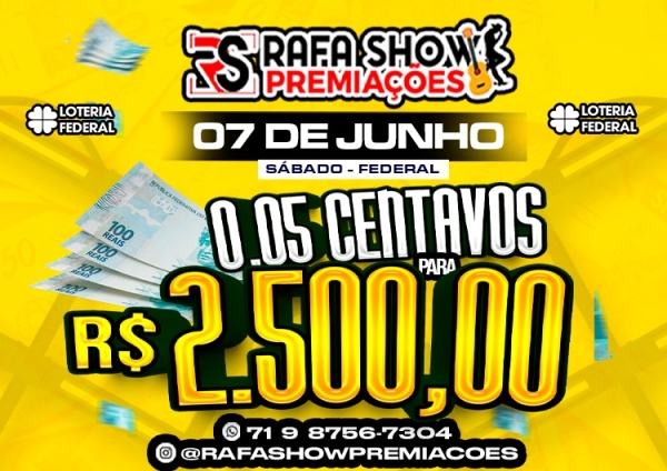 R$ 0,05 PRA R$ 2.500,00 07/06 FEDERAL. RESERVA 10 MINUTOS 