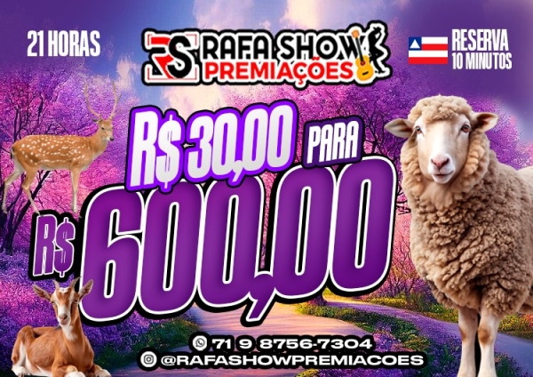 R$ 30,00 PRA R$ 600,00 12/12 21Hrs. RESERVA 10 MINUTOS 