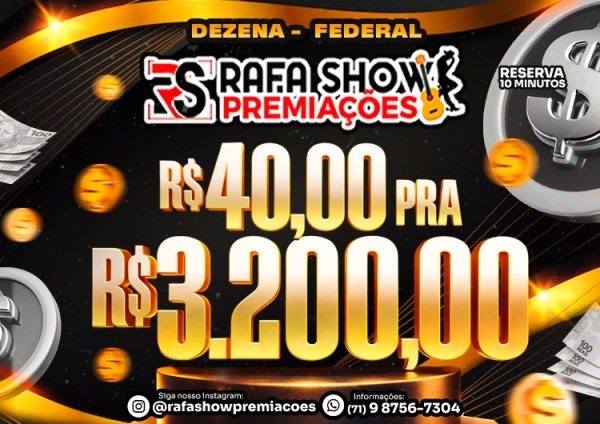 R$ 40,00 PRA R$ 3.200,00 29/04/26 FEDERAL. RESERVA 10 MINUTOS 